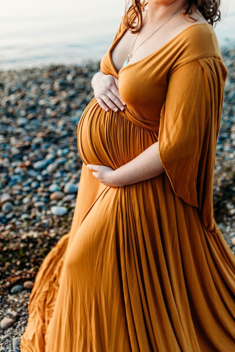 Amber Gold Signature Jersey {Iris} Maternity Gown (reversible) - Chicaboo