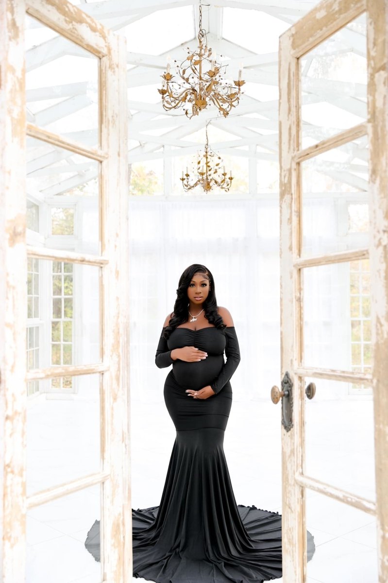 Black Onyx Luxe Jersey {Serena} Maternity Gown - Chicaboo