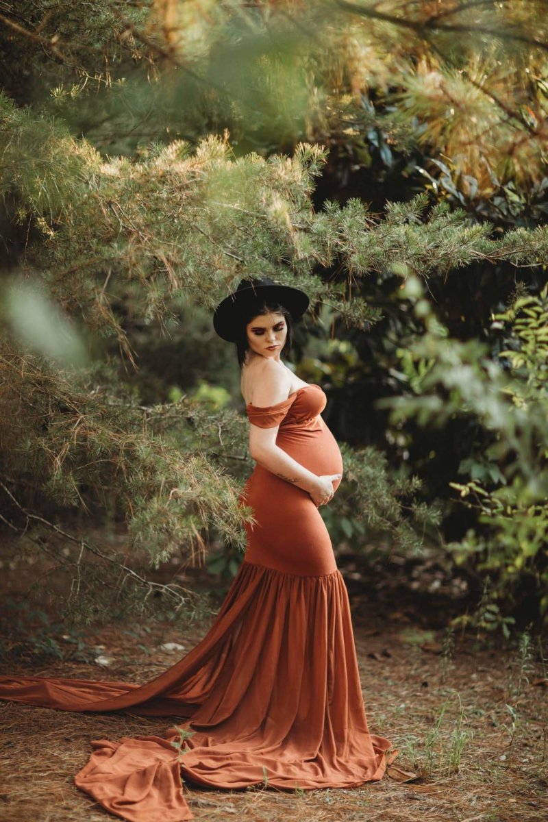 Copper Signature Jersey {Monroe} Maternity Gown with tossable train - Chicaboo