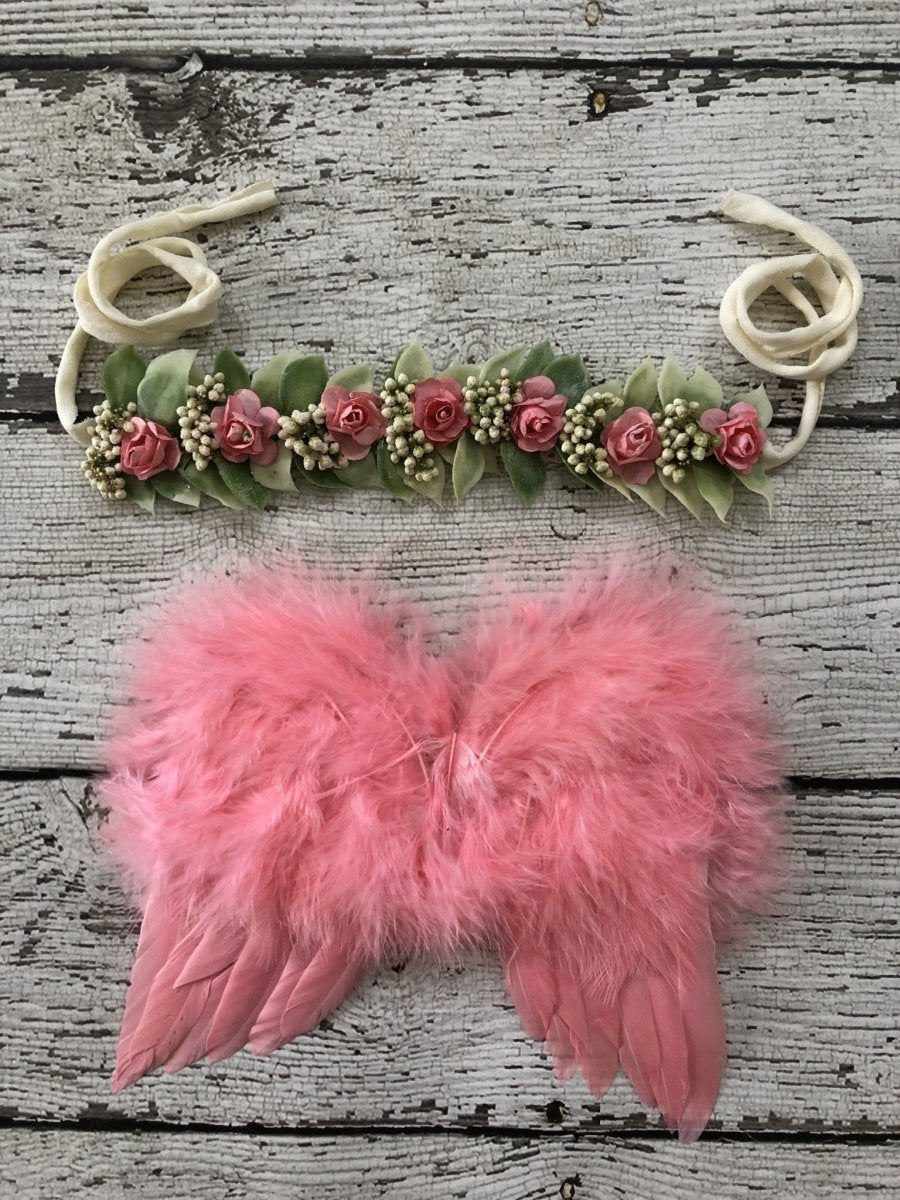 Coral - Wing and Tie Laurel Headband set - Chicaboo