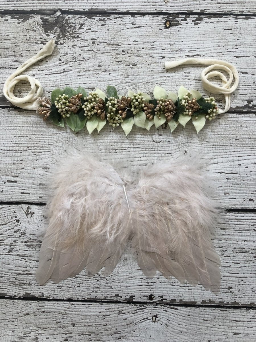 Cream and Gold - Wing and Tie Pippy Headband set - Chicaboo