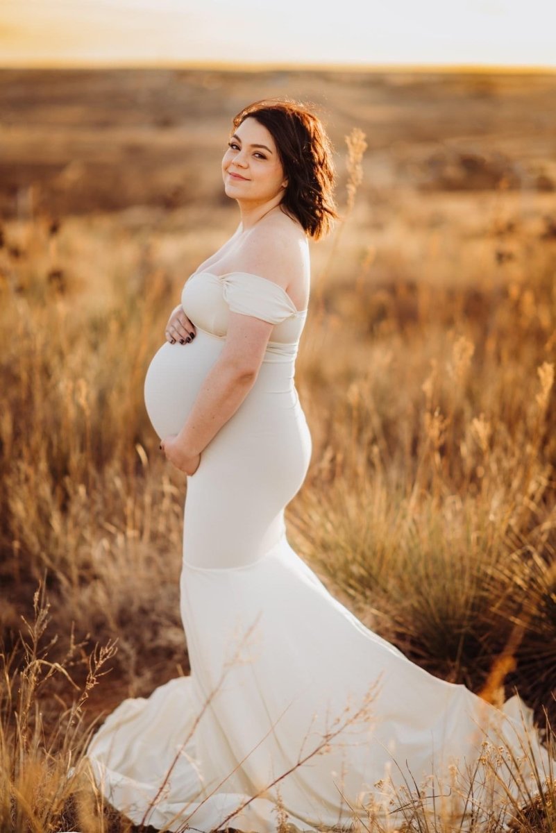 Cream Luxe Jersey {Athena} Maternity Gown - Chicaboo