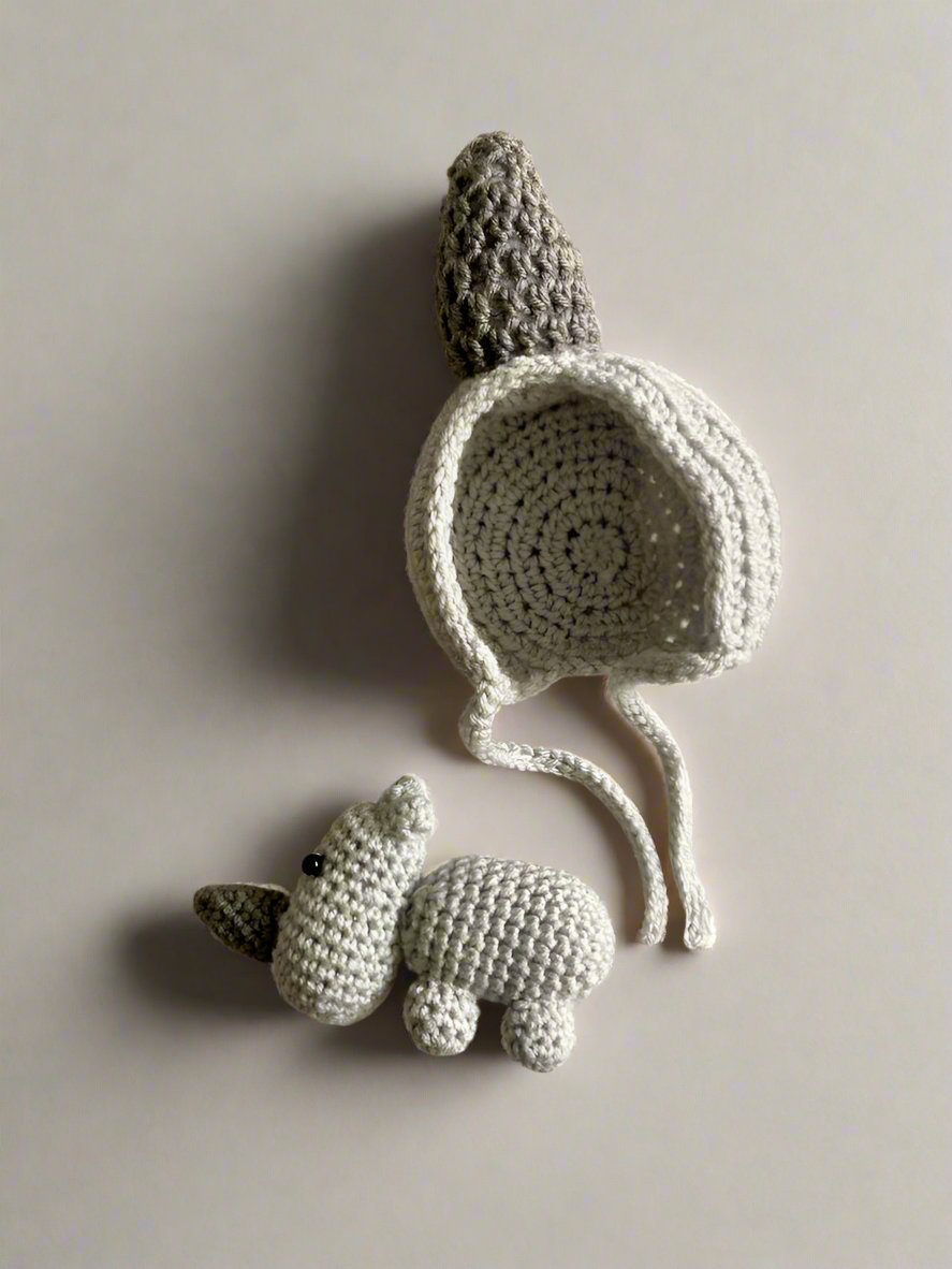 Crochet Rhino Bonnet & Stuffy (newborn) - Chicaboo