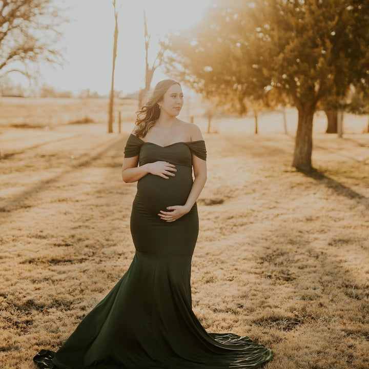 Dark Olive Athena Maternity Photoshoot Gown One-Size - Chicaboo