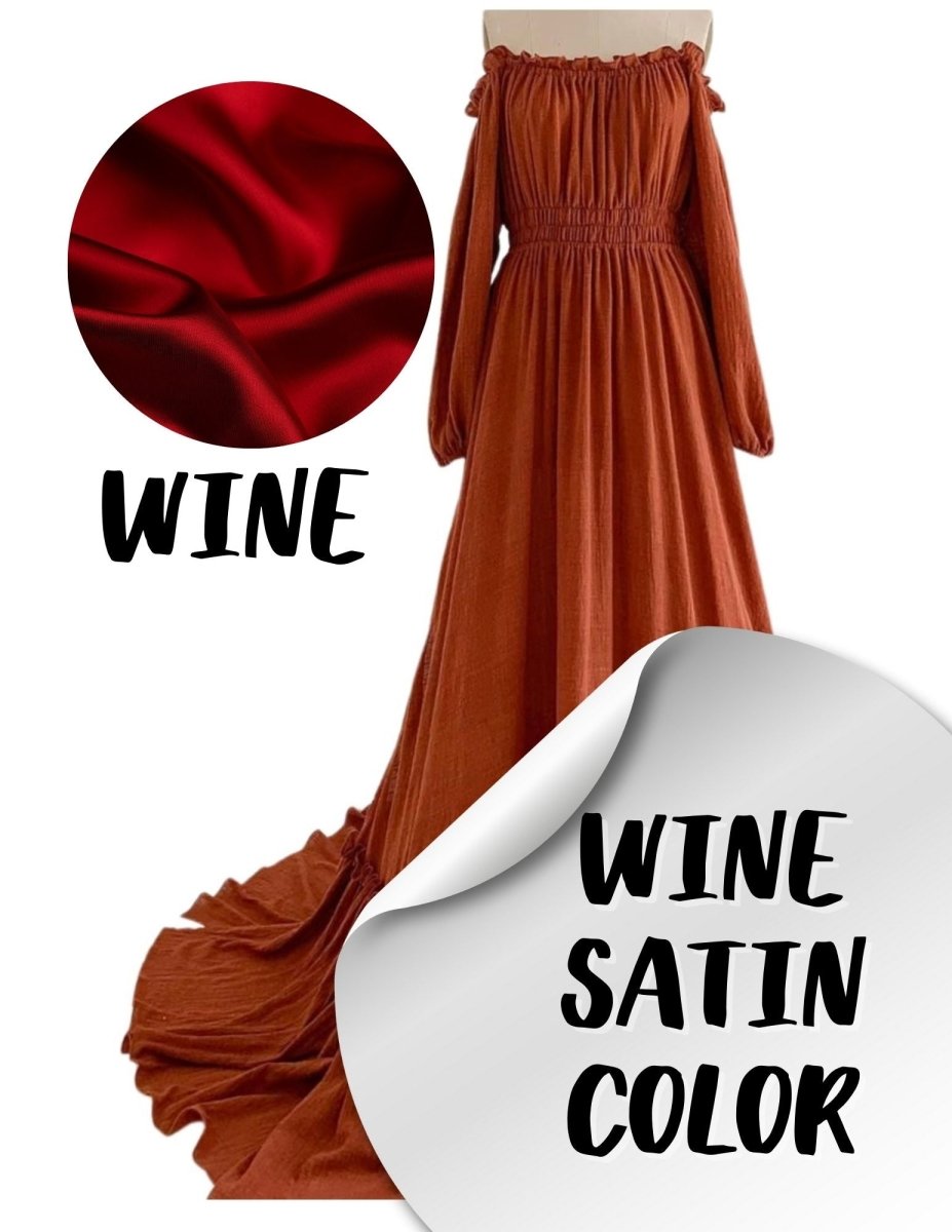 Eve Satin Gown in Wine. Fits Almost Everyone (suggested size 4-22+) - Chicaboo
