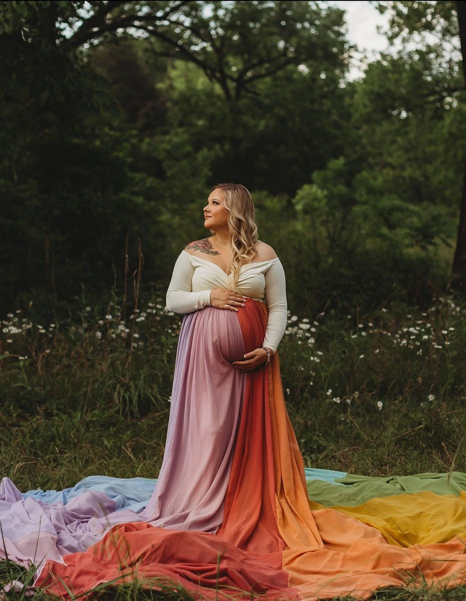 Rainbow Tulle Maternity Gown