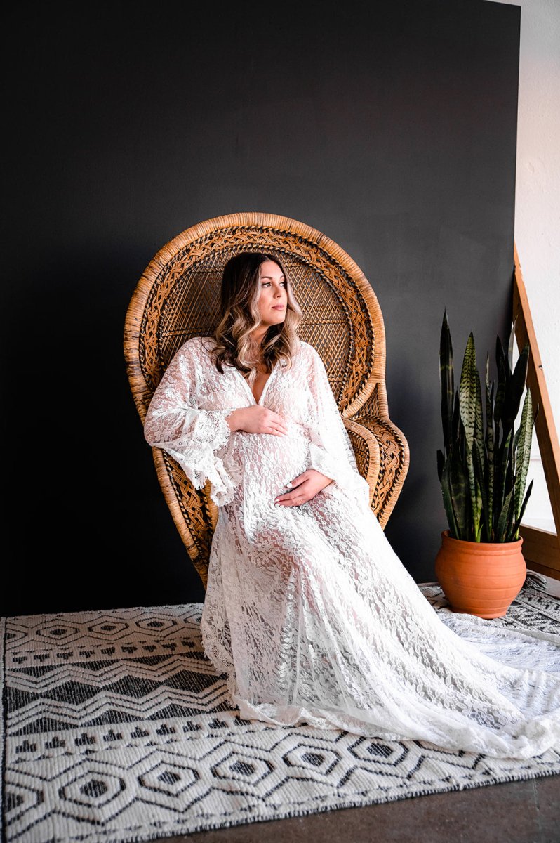 Freya Maternity Gown in Warm White - Unlined Lace (size 4-14) - Chicaboo