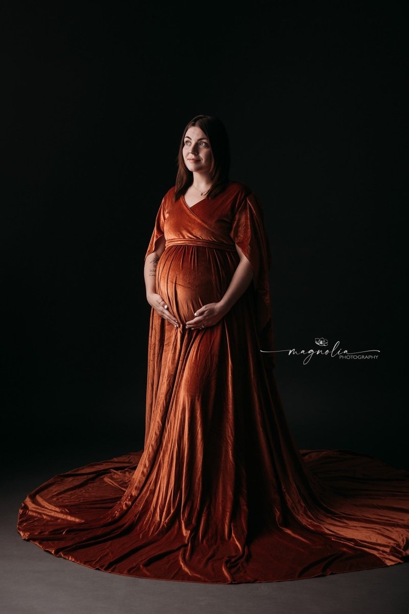 Ginger Velvet {Iris} Maternity Gown with belt (reversible) - Chicaboo