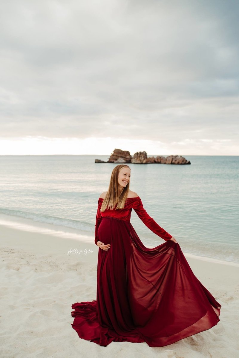 Chiffon Long Maternity Skirt | Merlot Full Circle Semi-Sheer for Photoshoot, One Size Chiffon Long Maternity Skirt | Merlot Full Circle Semi-Sheer for Photoshoot, One Size