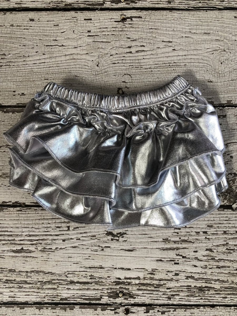 Metallic Bloomer- Ruffle Butt - Silver - Chicaboo