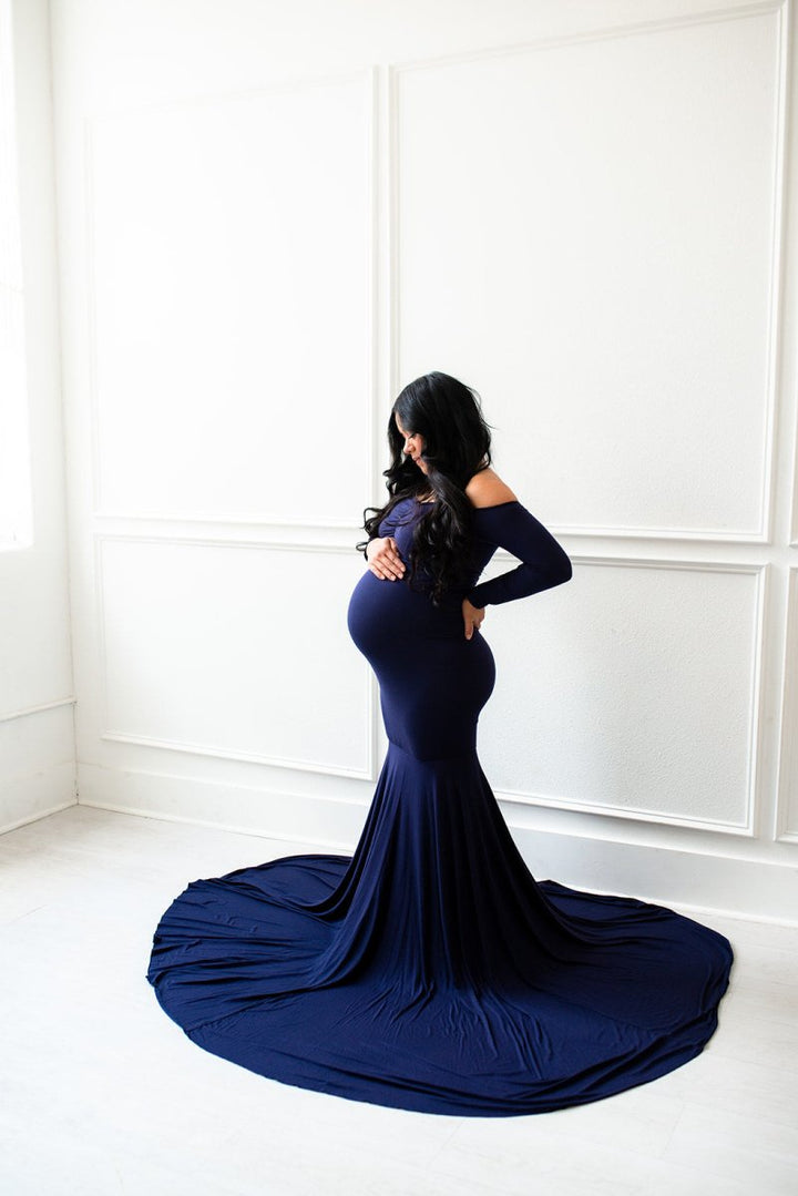 Midnight Navy Serena Maternity Photoshoot Gown One-Size - Chicaboo
