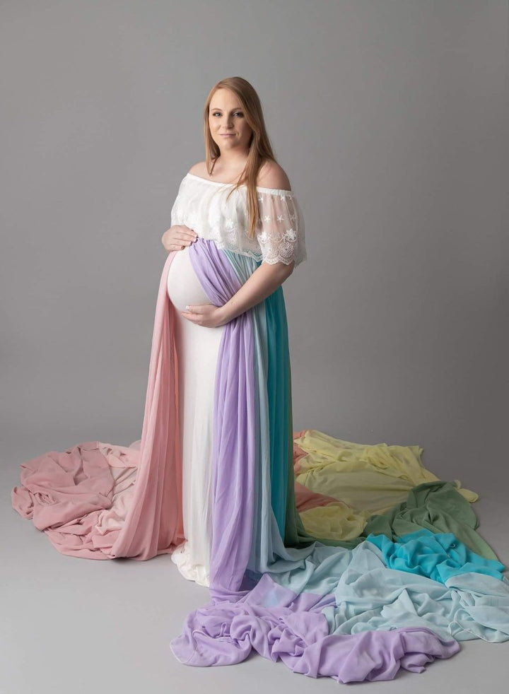 Pastel Rainbow Chiffon {Promise} Maternity Overbelly Skirt - Chicaboo