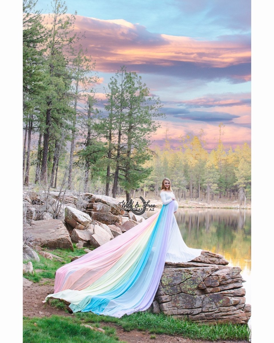 Pastel Rainbow Chiffon {Promise} Maternity Overbelly Skirt - Chicaboo