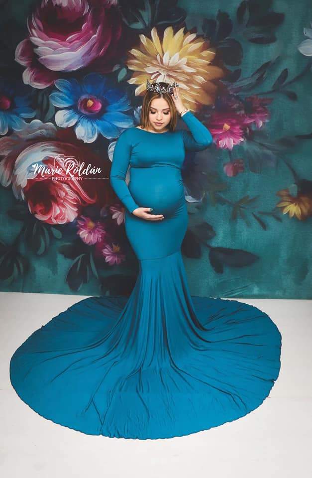 Peacock {Eden} Signature Jersey Maternity Gown - Chicaboo