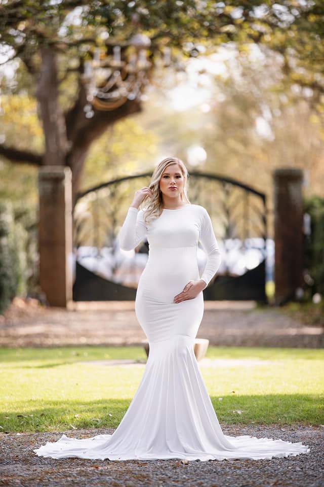 Pearl White {Eden} Luxe Jersey Maternity Gown - Chicaboo