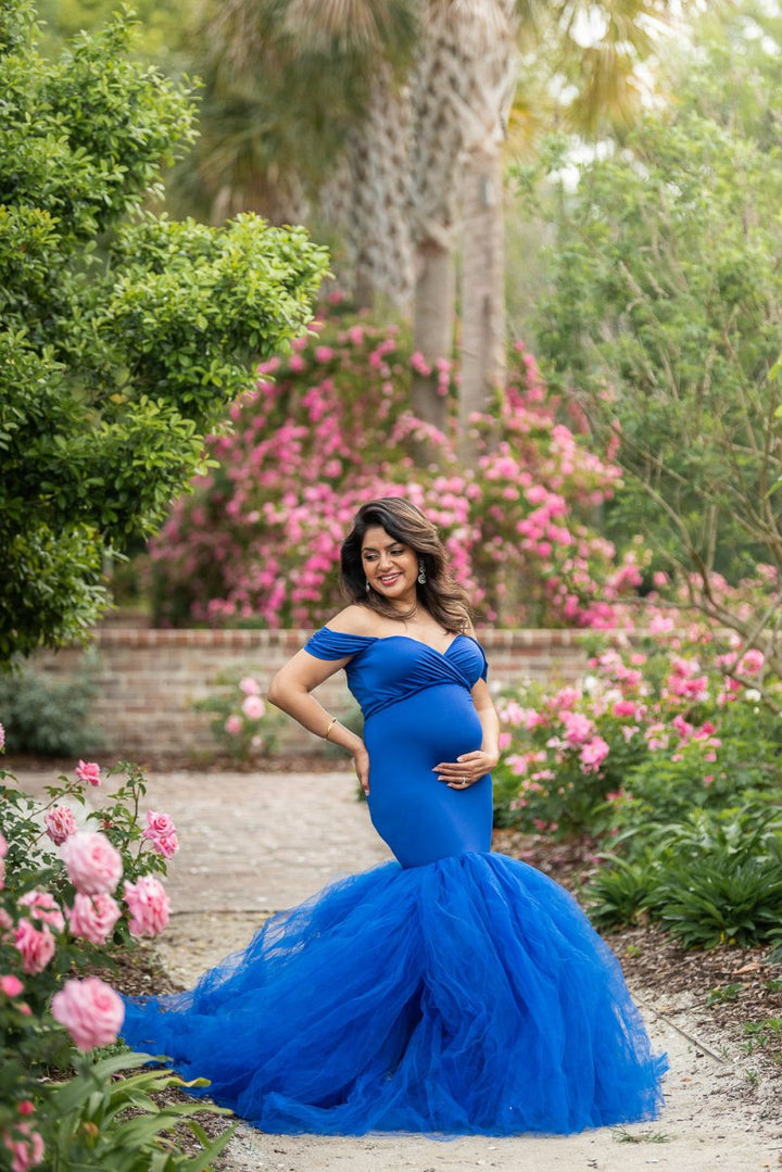 Ariel 2-Piece Maternity Photoshoot Dress | Royal Blue Jersey Top & Con Chicaboo Ariel 2-Piece Maternity Photoshoot Dress | Royal Blue Jersey Top & Con Chicaboo