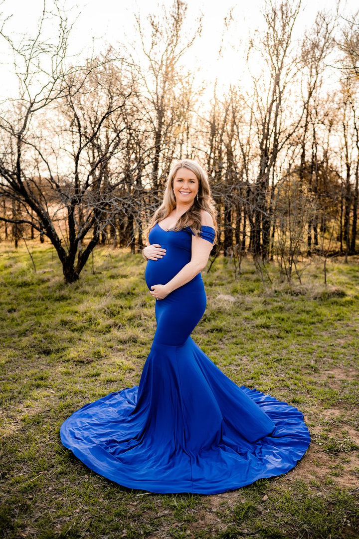 Royal Blue Athena Maternity Photoshoot Gown One-Size - Chicaboo