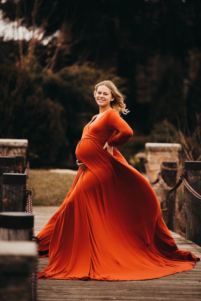 rust orange maternity dress sistersonadime on LTK