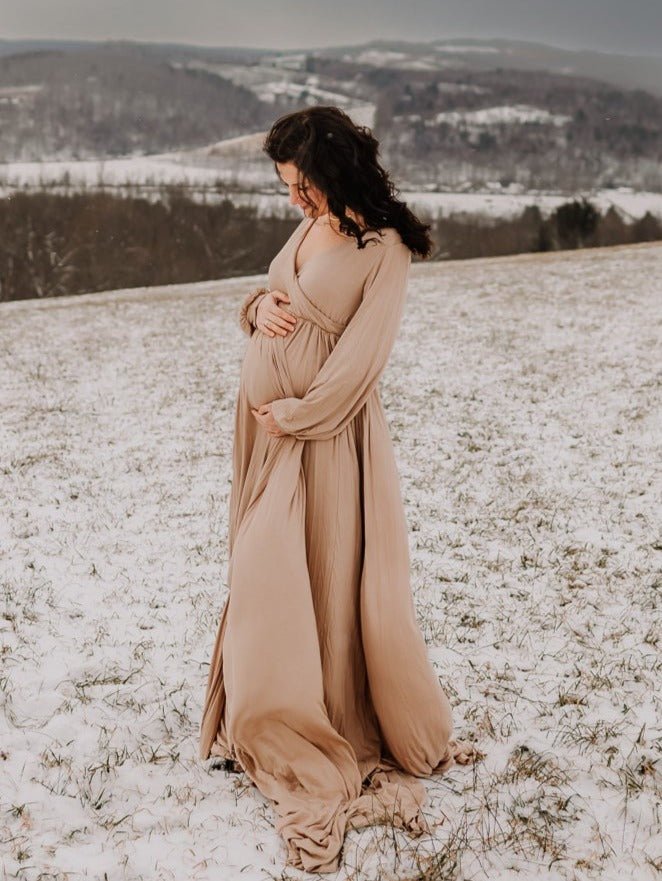 Sand Dollar Luxe Jersey {Charlotte} Maternity Gown - Chicaboo