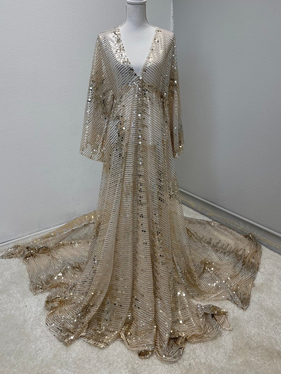 Sequin Sheer Jessica Gown Twp Tone Gold & Silver (suggested size 4-12) - Chicaboo