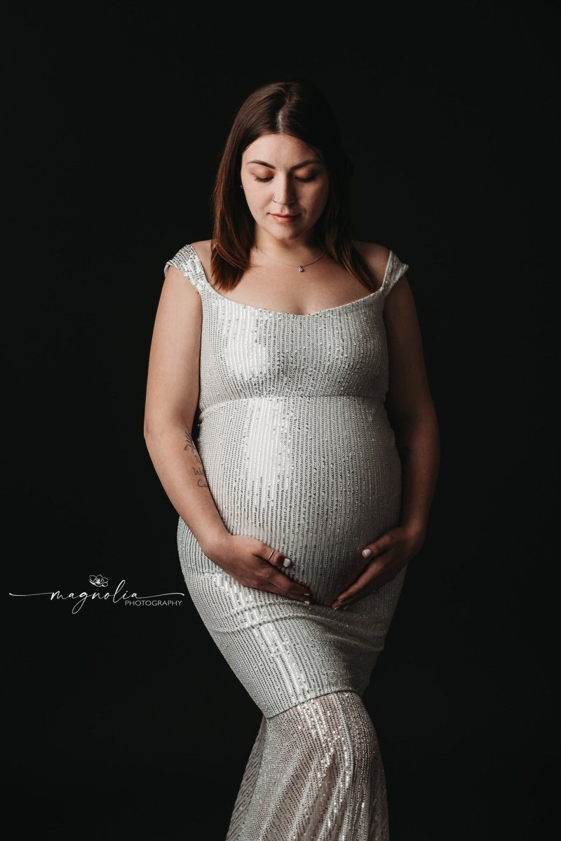 Silverlight Sequin Stretch {Penelope} Maternity Gown - Chicaboo