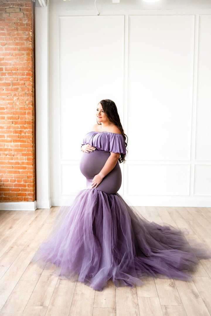 Smokey Amethyst Ariel Maternity Photoshoot Dress Onesize - Chicaboo