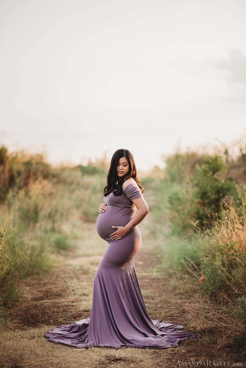 Smokey Amethyst Luxe Jersey {Athena} Maternity Gown - Chicaboo