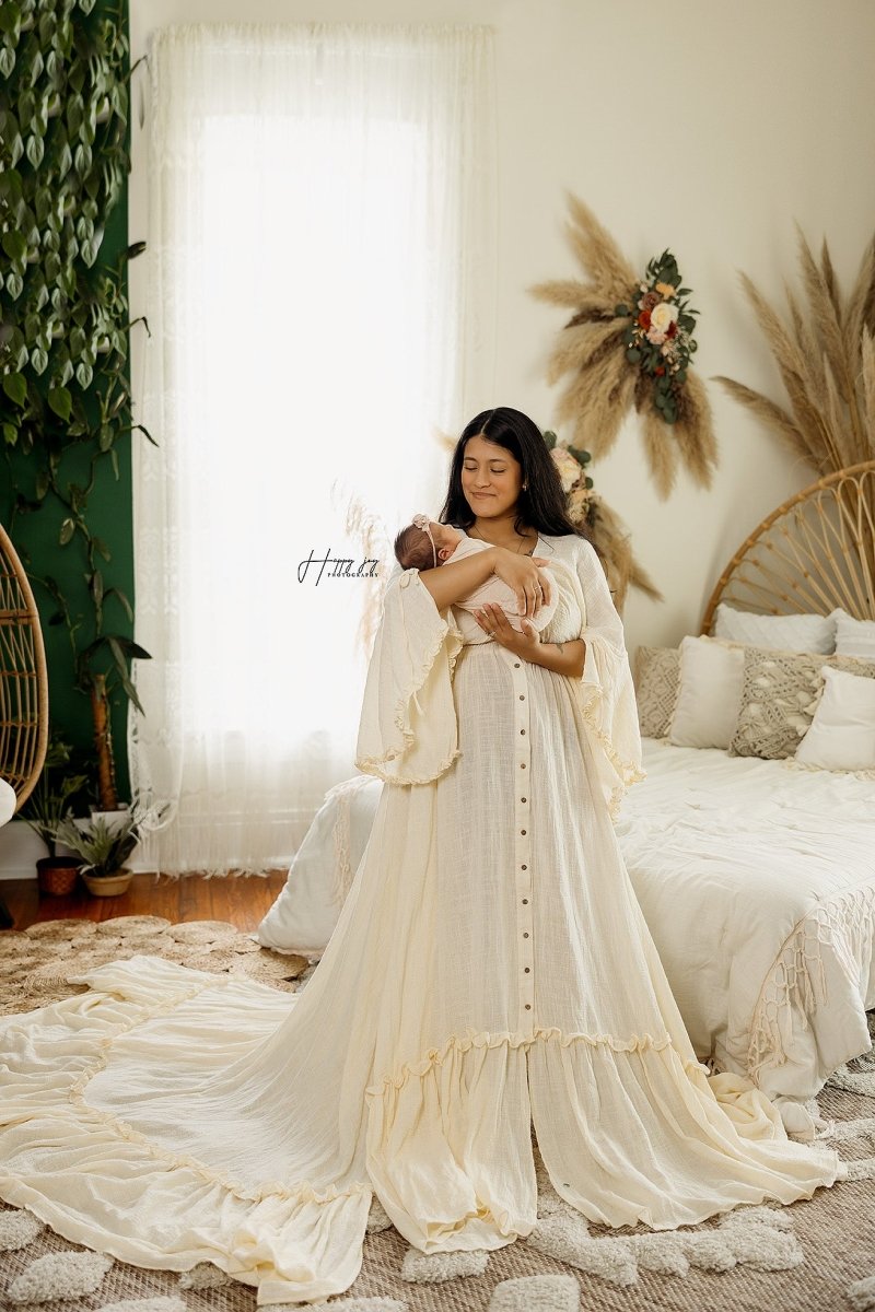 Aspen Boho Maternity Photoshoot Dress | Butter Linen, Side Slits, One Size Aspen Boho Maternity Photoshoot Dress | Butter Linen, Side Slits, One Size