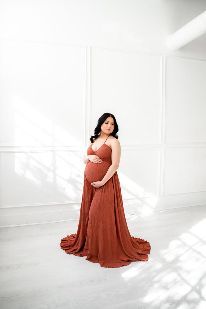 Spice Rayon Gauze {Hazel} Boho Maternity Gown (Size 4-16) - Chicaboo