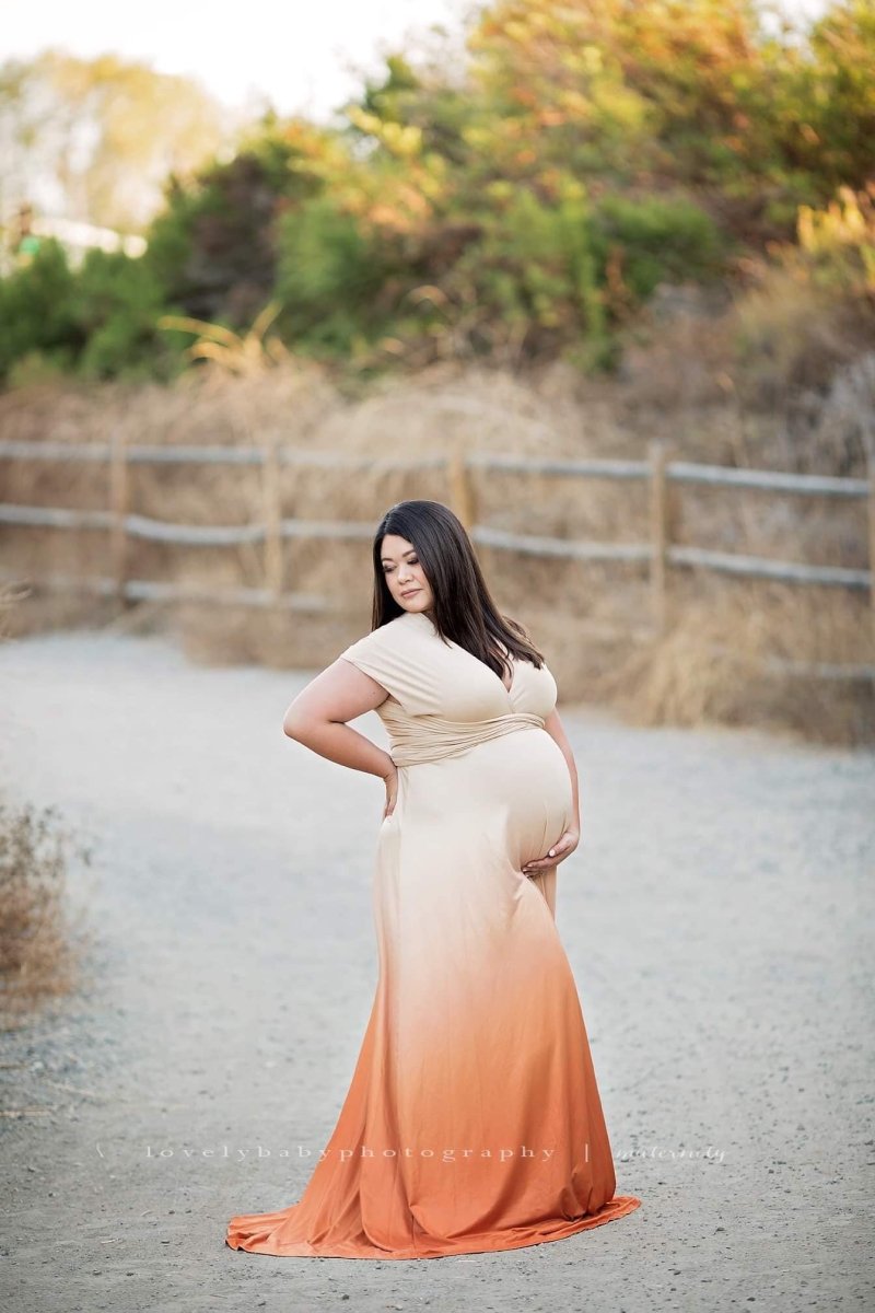 Tuscan Sunset Ombre Eternity, Convertible Infinity Style Maternity Gown One-Size - Chicaboo