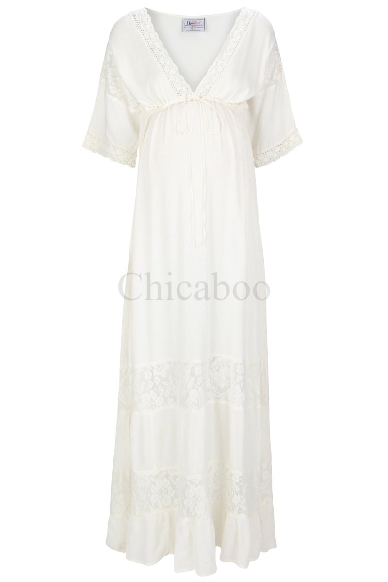 Vintage Cream {Poppy} Maternity Gown - Chicaboo
